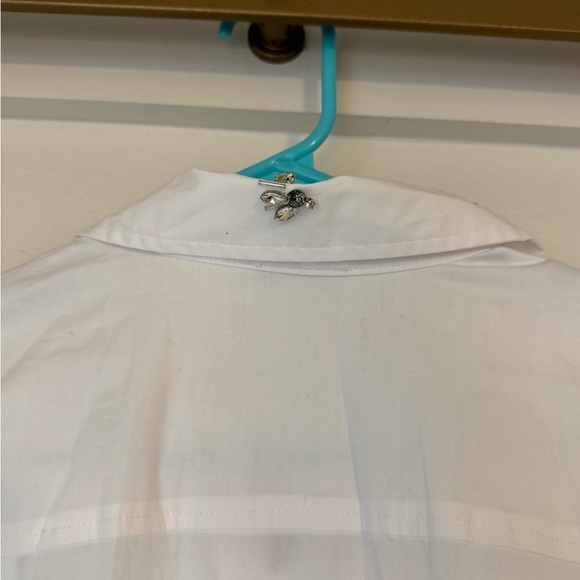 NWT Jason Wu White Button-Up Crop Shirt with Jewel Bead Details - Picture 10 of 11